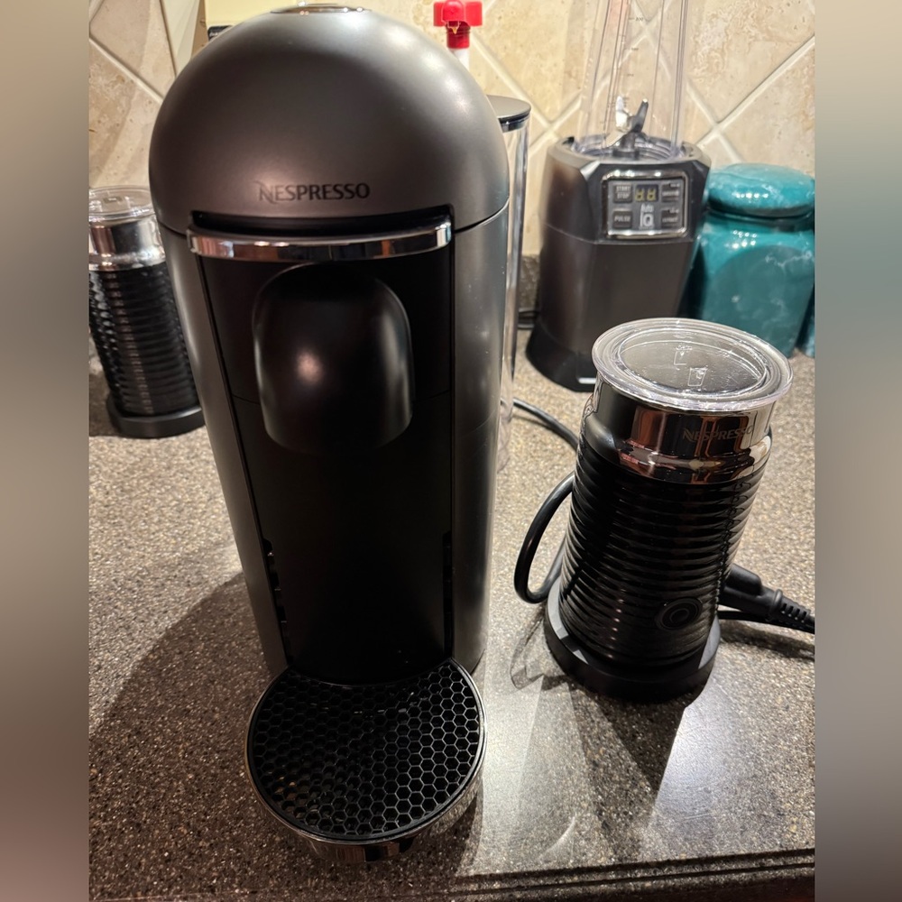 Nespresso Vertuo Machine with Milk Frother & Coffee Pod Canister